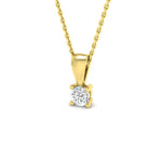 Diamond Solitaire Necklace 0.25ct G/SI in 18k Yellow Gold - All Diamond