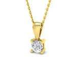 Diamond Solitaire Necklace 0.40ct G/SI in 18k Yellow Gold - All Diamond