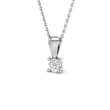 Diamond Solitaire Necklace Pendant 0.20ct G/SI In 9k White Gold - All Diamond