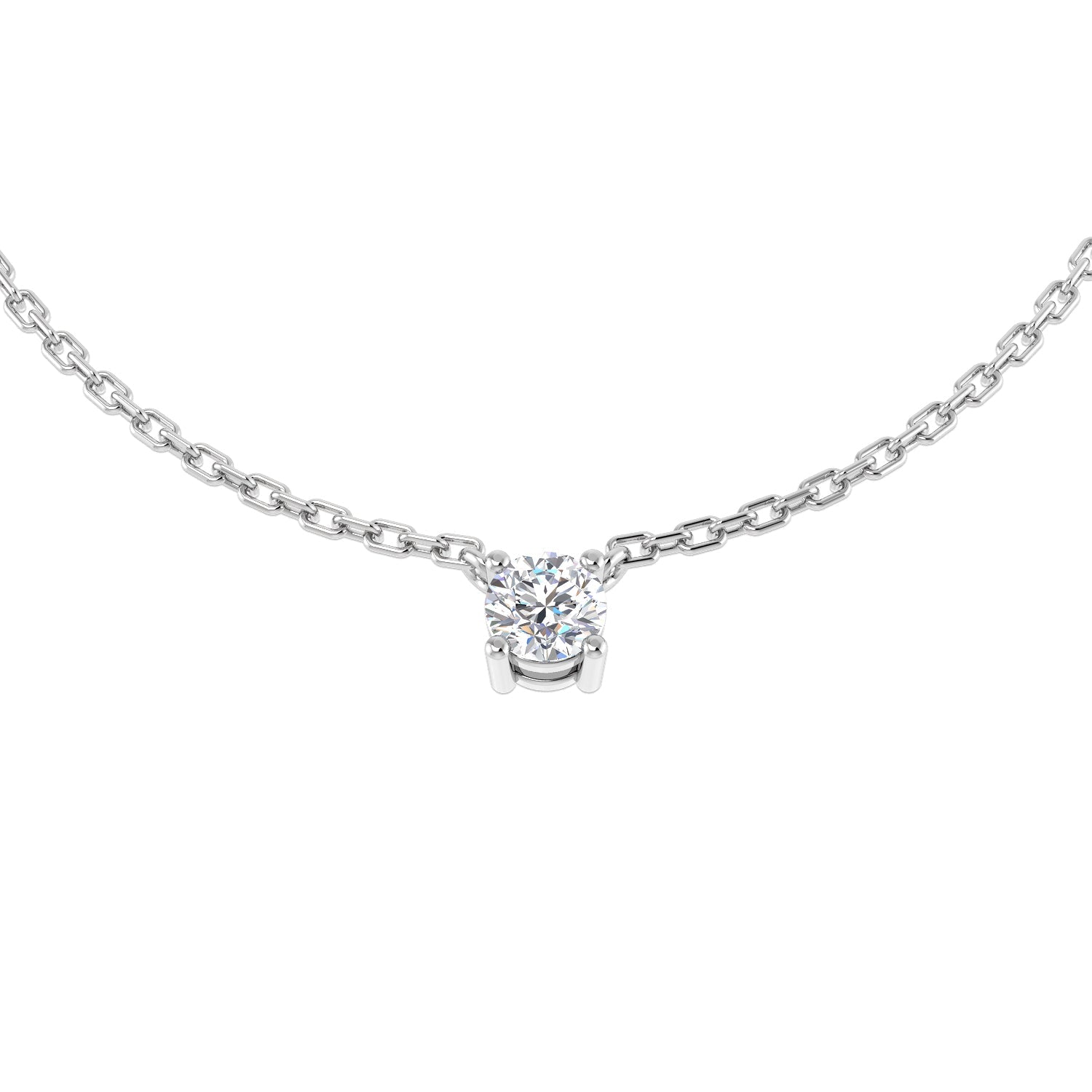 Diamond Solitaire Pendant Necklace 0.25ct G/SI in 18k White Gold - All Diamond