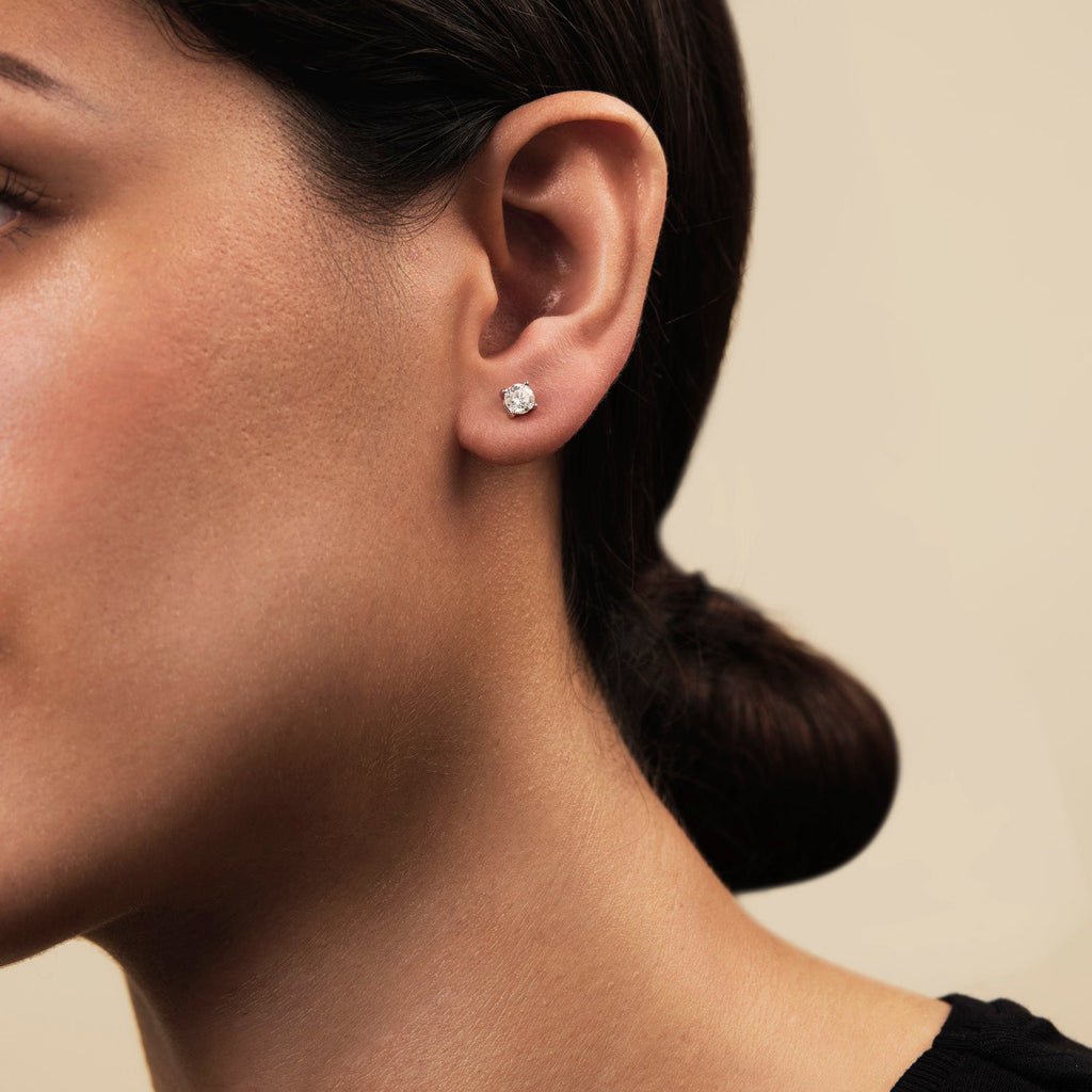 Diamond Stud Earrings 0.75ct Premium Quality in 18K White Gold - All Diamond