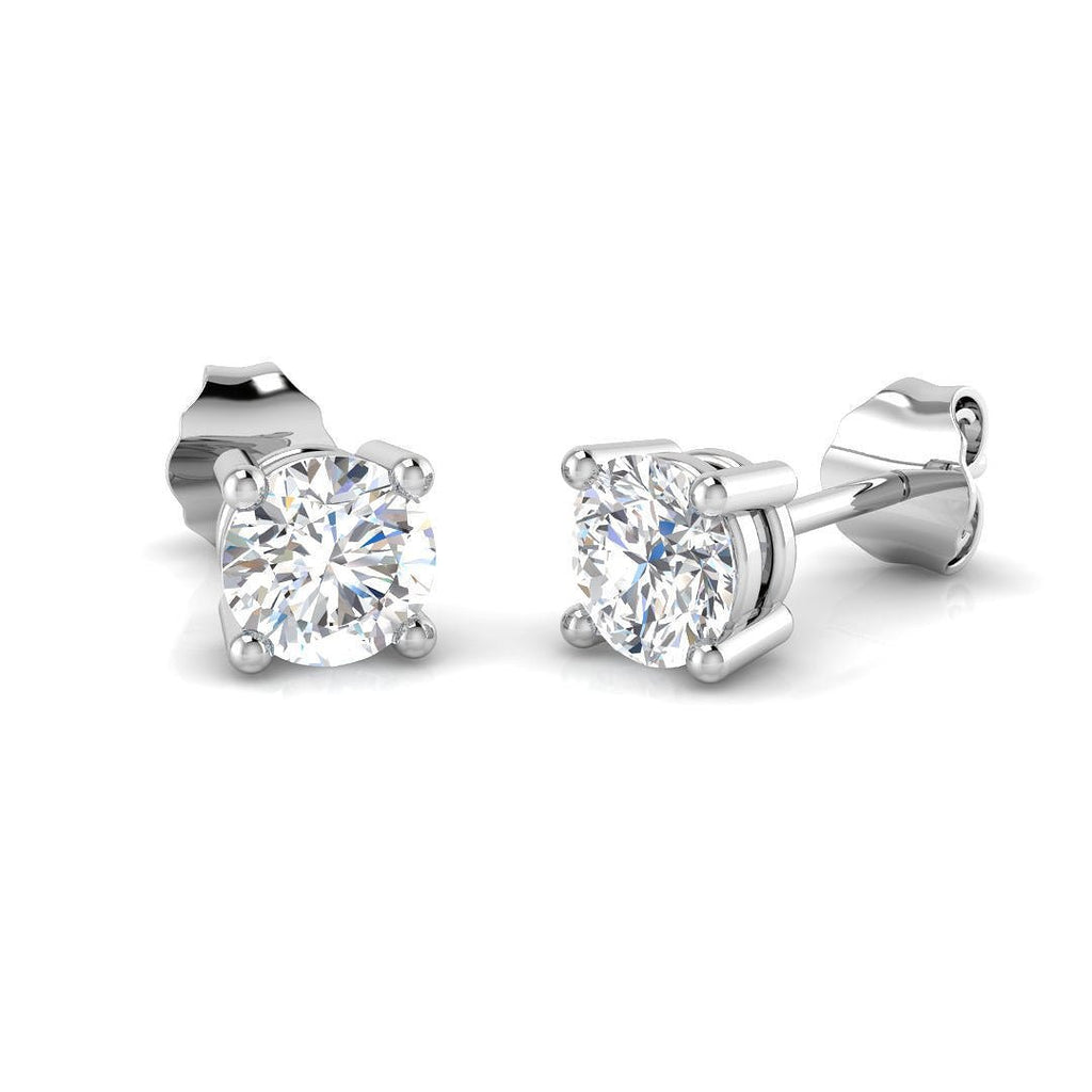Diamond Stud Earrings 1.00ct Premium Quality in 18k White Gold - All Diamond