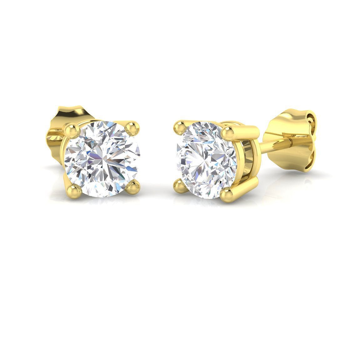 Diamond Stud Earrings 2.00ct Premium Quality in 18k Yellow Gold - All Diamond