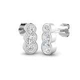 Diamond Trilogy Rub Over Drop Earrings 0.60ct G/SI 18k White Gold - All Diamond