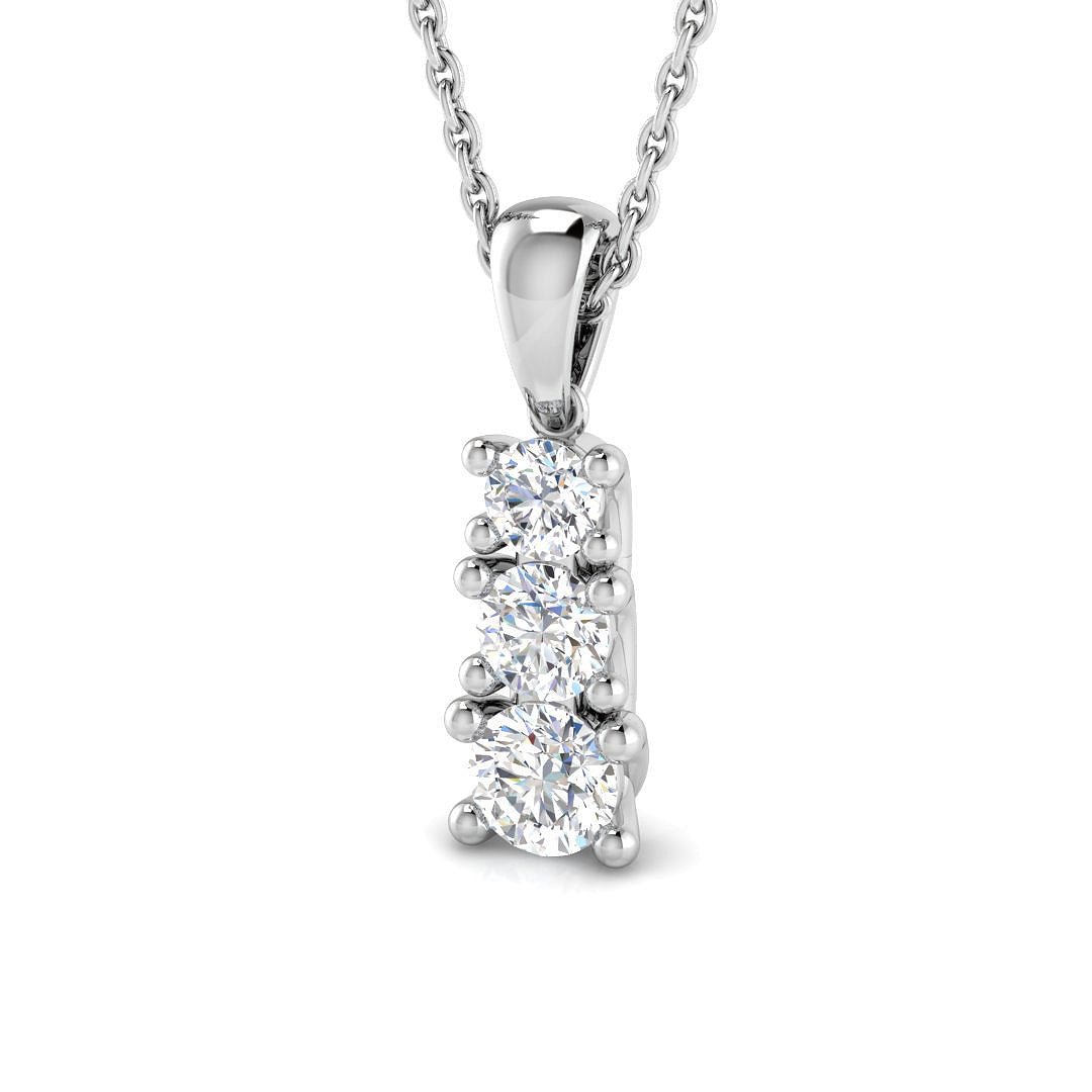 Drop Diamond Trilogy Pendant Necklace 0.55ct G/SI 9k White Gold - All Diamond