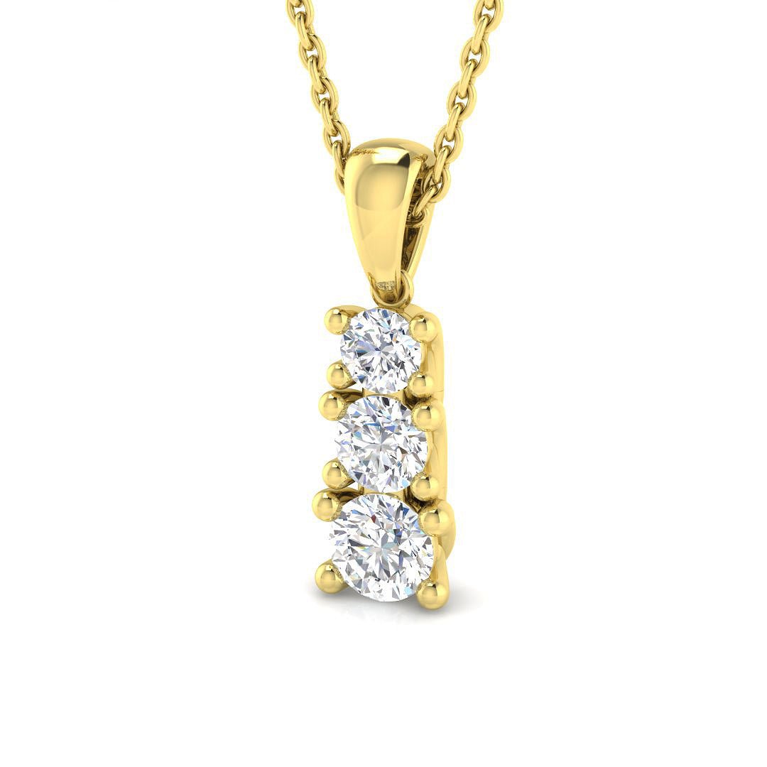 Drop Diamond Trilogy Pendant Necklace 0.55ct G/SI 9k Yellow Gold - All Diamond