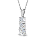 Drop Diamond Trilogy Pendant Necklace 1.00ct G/SI 9k White Gold - All Diamond