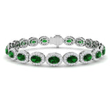Emerald & Diamond Halo Bracelet 12.00ct in 18k White Gold - All Diamond