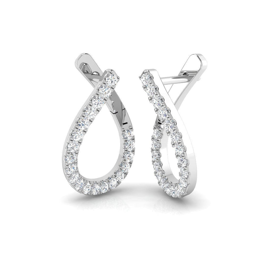 Fancy Diamond Hoop Earrings 0.50ct G/SI Quality in 18k White Gold - All Diamond