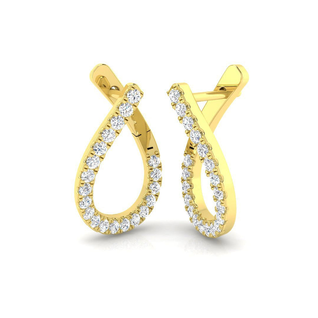 Fancy Diamond Hoop Earrings 0.50ct G/SI Quality in 18k Yellow Gold - All Diamond