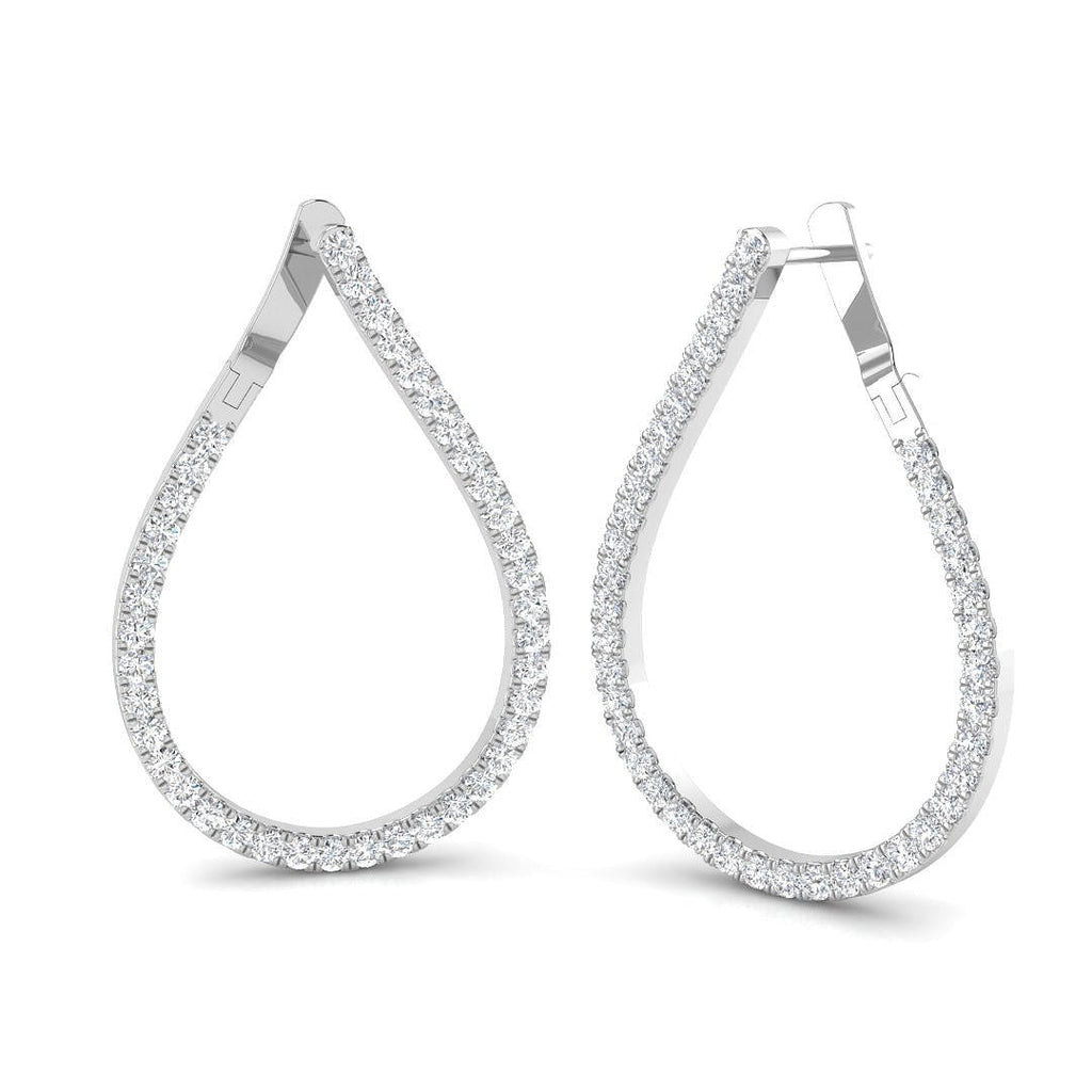 Fancy Diamond Hoop Earrings 2.00ct G/SI Quality in 18k White Gold - All Diamond