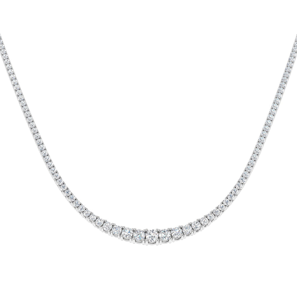 Graduated Diamond Tennis Necklace 10.45ct G/SI Quality 18k White Gold - All Diamond
