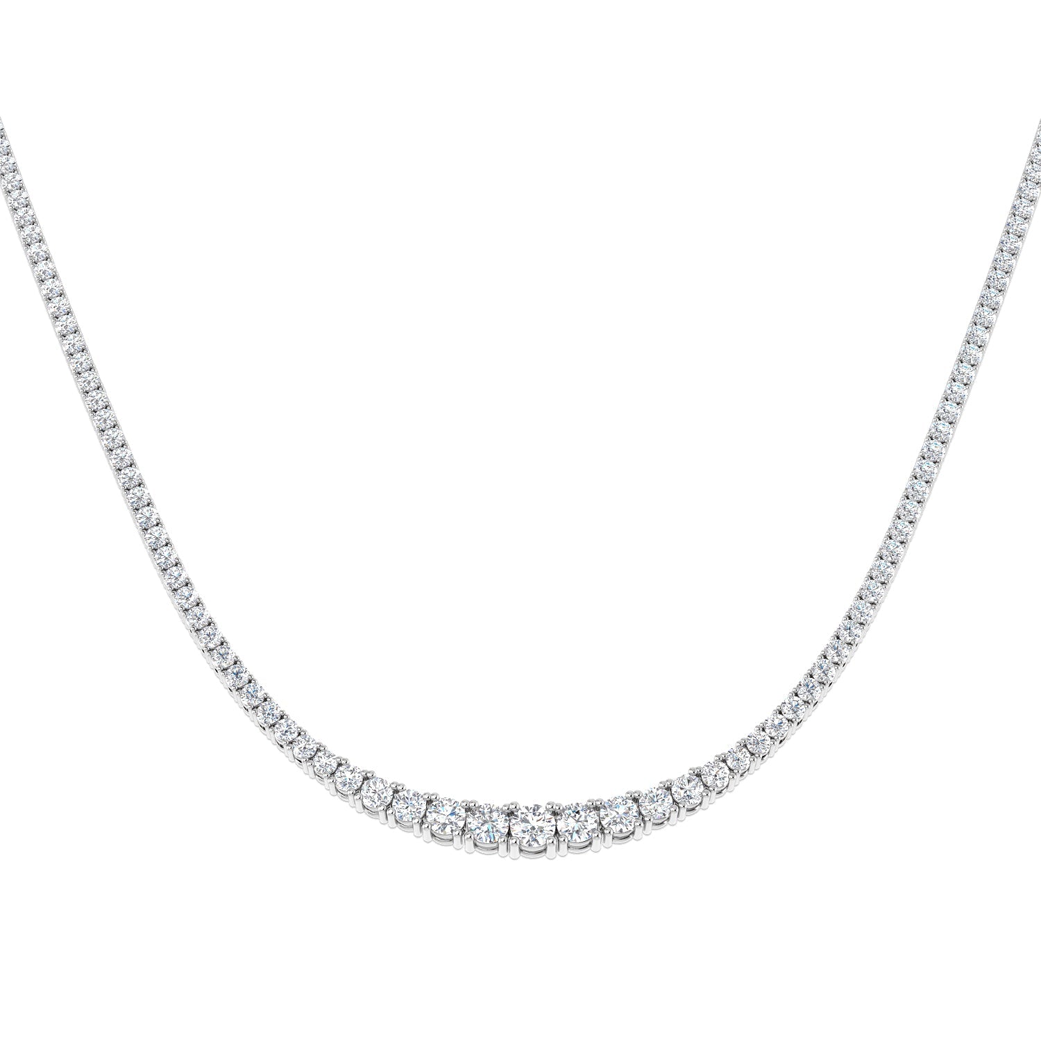 Graduated Diamond Tennis Necklace 24.80ct G/SI Quality 18k White Gold - All Diamond