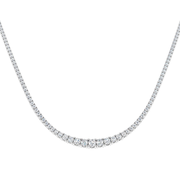 Graduated Diamond Tennis Necklace 27.25ct G/SI Quality 18k White Gold
