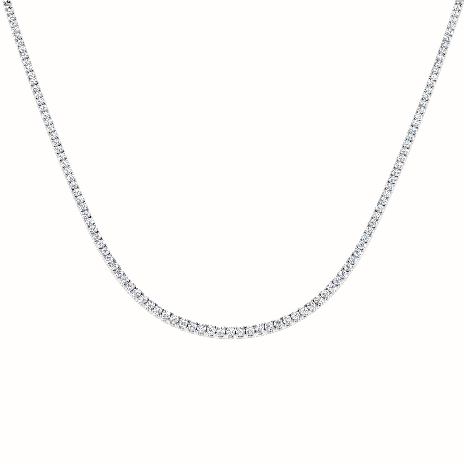 Half Set Diamond Tennis Necklace 2.70ct G/SI Quality 18k White Gold - All Diamond