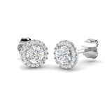 Halo Diamond Earrings 0.65ct Set in 18k White Gold 4.5mm - All Diamond