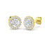Halo Diamond Earrings 1.25ct Set in 18k Yellow Gold 5.0mm - All Diamond