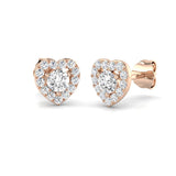 Heart Halo Diamond Earrings 0.60ct G/SI Quality in 18k Rose Gold - All Diamond
