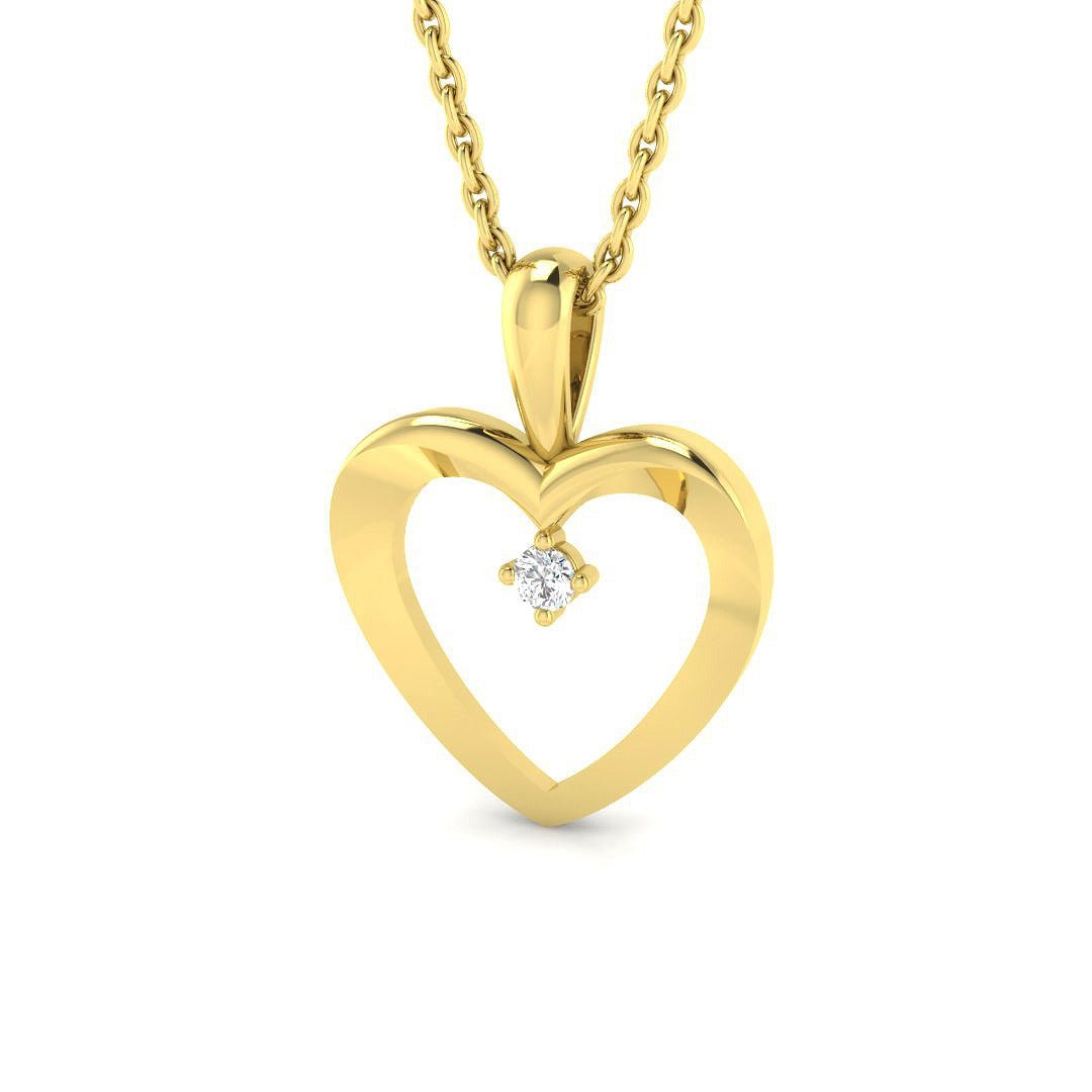 Heart Pendant 0.02ct Diamond 9k Yellow Gold - All Diamond