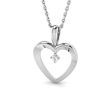 Heart Pendant Necklace 0.02ct Diamond 9K White Gold - All Diamond