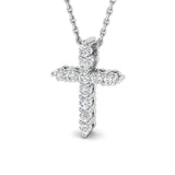 Modern Diamond Cross Pendant Necklace 0.25ct in 9k White Gold - All Diamond
