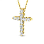 Modern Diamond Cross Pendant Necklace 0.50ct in 9k Yellow Gold - All Diamond
