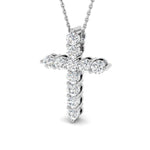 Modern Diamond Cross Pendant Necklace 1.00ct in 18k White Gold - All Diamond