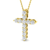 Modern Diamond Cross Pendant Necklace 1.00ct in 18k Yellow Gold - All Diamond