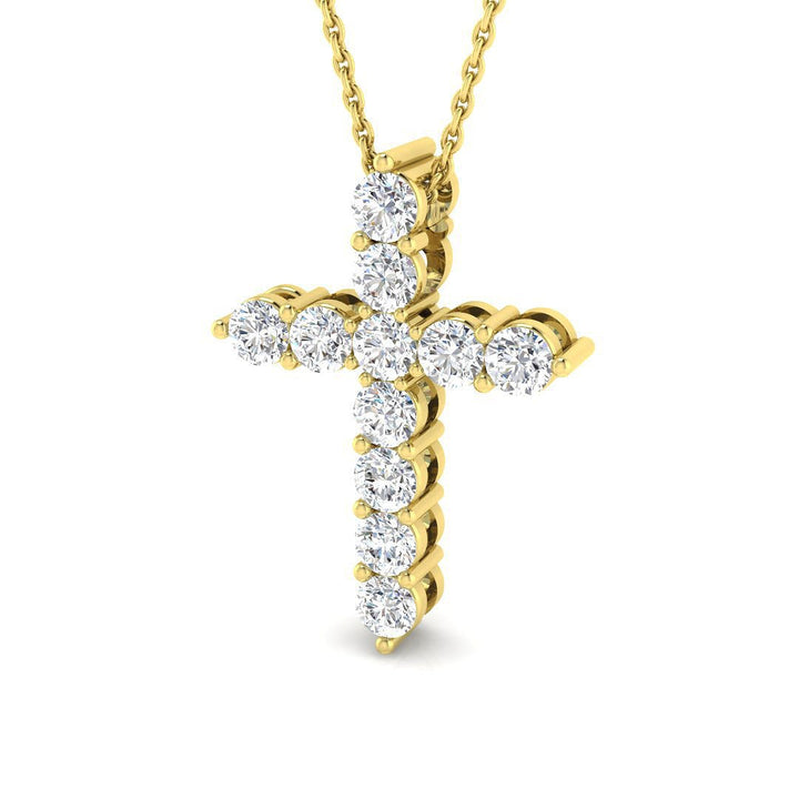 Modern Diamond Cross Pendant Necklace 1.00ct in 18k Yellow Gold