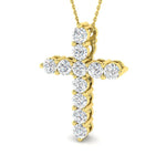 Modern Diamond Cross Pendant Necklace 2.00ct in 18k Yellow Gold - All Diamond