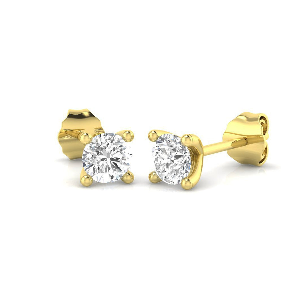 Modern Diamond Stud Earrings 0.60ct G/SI Quality in 18k Yellow Gold - All Diamond
