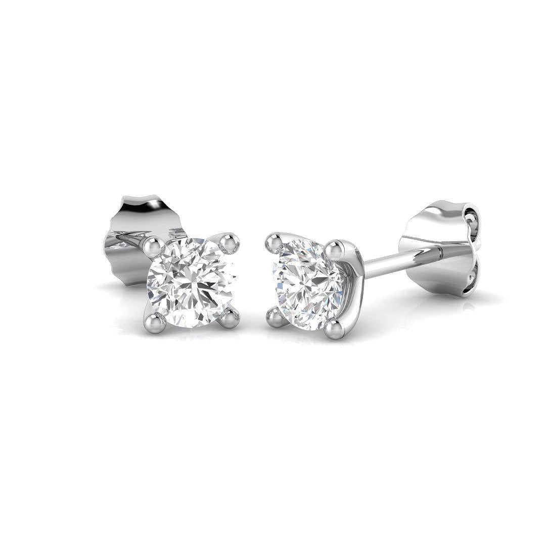 Modern Diamond Stud Earrings 0.75ct G/SI Quality in 18k White Gold - All Diamond