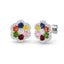 Multi Sapphire and Diamond Flower Earrings 2.00ct in 9k White Gold