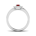 Oval 0.50ct Ruby 0.20ct Diamond Cluster Ring 18k White Gold - All Diamond
