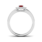 Oval 0.50ct Ruby 0.20ct Diamond Cluster Ring in Platinum - All Diamond