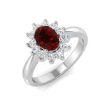 Oval 1.00ct Ruby 0.30ct Diamond Cluster Ring 18k White Gold - All Diamond