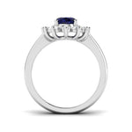 Oval 1.50ct Blue Sapphire 0.50ct Diamond Cluster Ring in Platinum - All Diamond