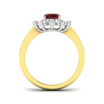 Oval 1.50ct Ruby 0.50ct Diamond Cluster Ring 18k Yellow Gold - All Diamond