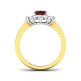 Oval 1.50ct Ruby 0.50ct Diamond Cluster Ring 18k Yellow Gold - All Diamond