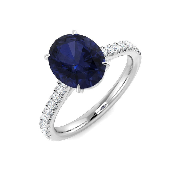 Oval Blue Sapphire and Diamond Engagement Ring 2.30ct Platinum