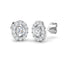 Oval Halo Diamond Earrings 0.60ct G/SI Quality in 18k White Gold - All Diamond