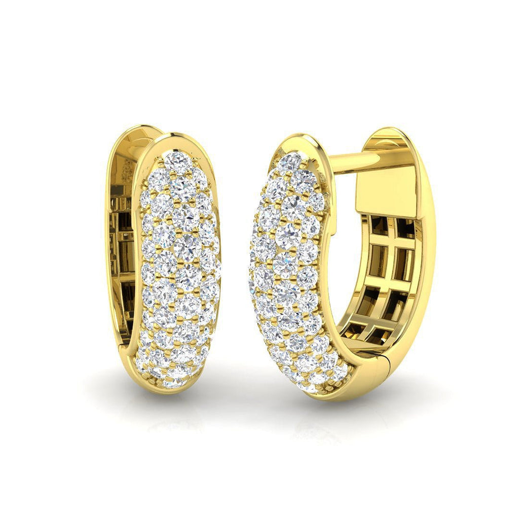 Pave Diamond Hoop Earrings 0.40ct G/SI Quality in 18k Yellow Gold - All Diamond