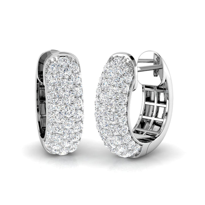 Pave Diamond Hoop Earrings 1.75ct G/SI Quality in 18k White Gold