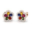 Pear Multi Sapphire and Diamond Flower Earrings 2.50ct in 9k Rose Gold