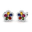 Pear Multi Sapphire and Diamond Flower Earrings 2.50ct in 9k White Gold
