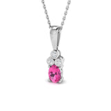 Pink Sapphire 0.40ct and 0.07ct Diamond Necklace in 9k White Gold - All Diamond