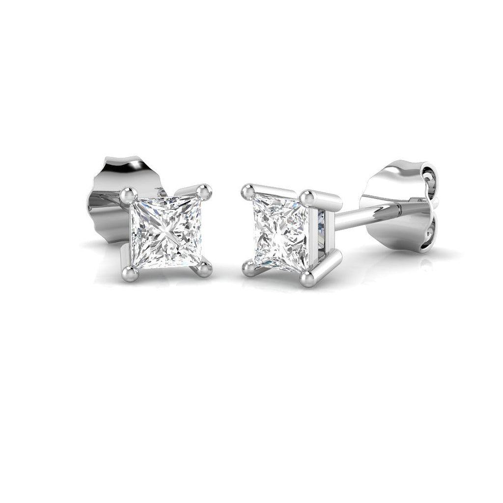 Princess Diamond Stud Earrings 0.40ct G/SI Quality in 18k White Gold - All Diamond