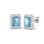 Rectangle 2.05ct Aquamarine & Diamond Cluster Earrings in 18k White Gold - All Diamond