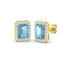 Rectangle 2.05ct Aquamarine & Diamond Cluster Earrings in 18k Yellow Gold