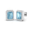 Rectangle 2.85ct Aquamarine & Diamond Halo Earrings in 18k White Gold